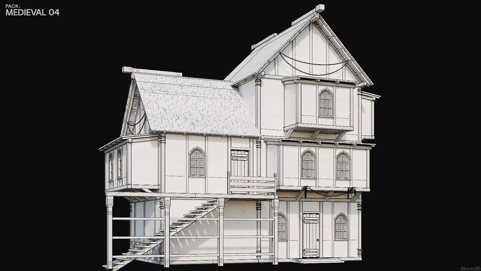 MEDIEVAL 04 with INTERIORS 4K TEXTURES Low-poly 3D model_24