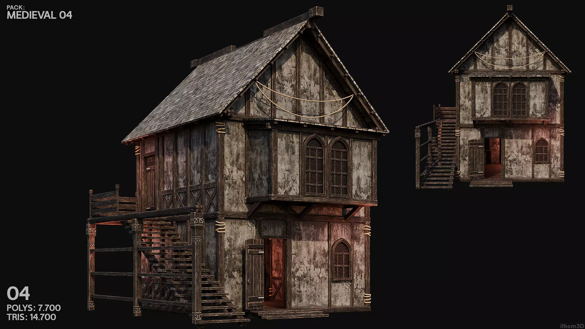 MEDIEVAL 04 with INTERIORS 4K TEXTURES Low-poly 3D model_4