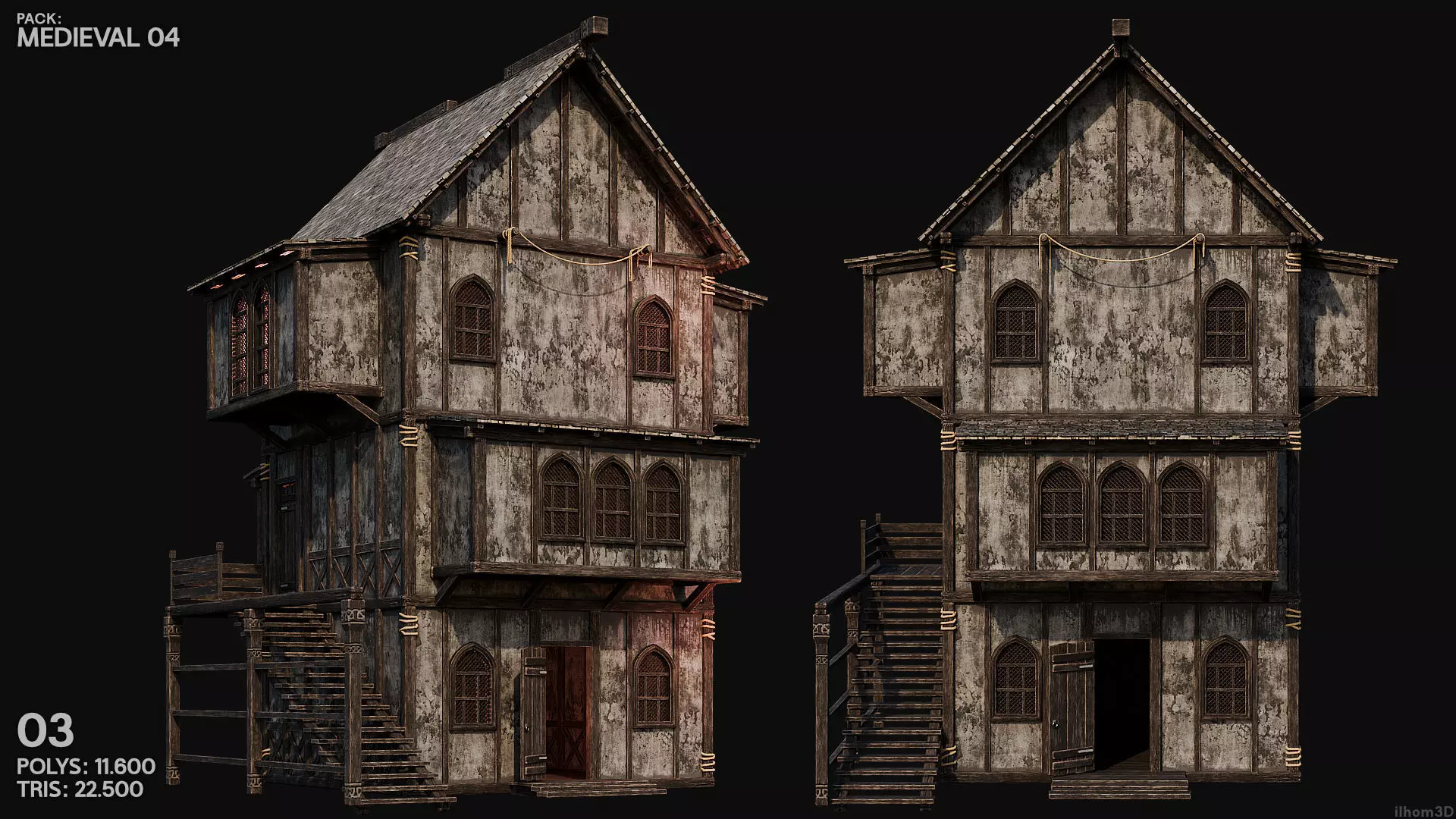 MEDIEVAL 04 with INTERIORS 4K TEXTURES Low-poly 3D model_3