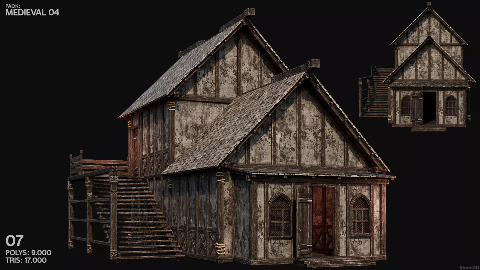 MEDIEVAL 04 with INTERIORS 4K TEXTURES Low-poly 3D model_7
