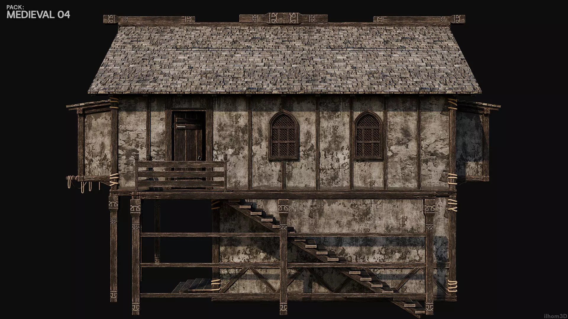 MEDIEVAL 04 with INTERIORS 4K TEXTURES Low-poly 3D model_17