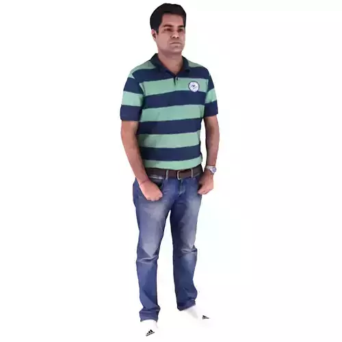 Indian Man 3D Scanned Model Happy Pose