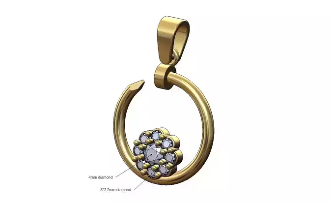 Flower diamond cluster nail pendant charm