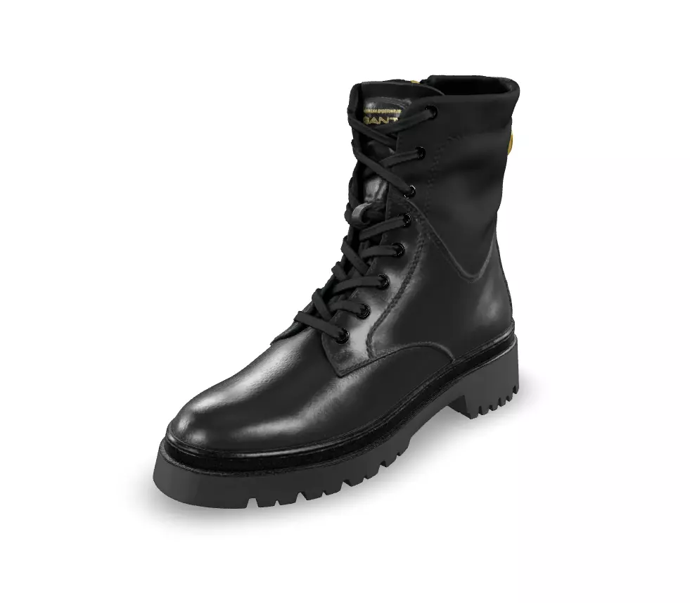Gant Black leather lace-up boots Low-poly 3D model_0