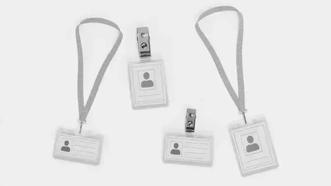 Name Badge Holder Set V1 - 4 Neutral Plastic ID Sleeves