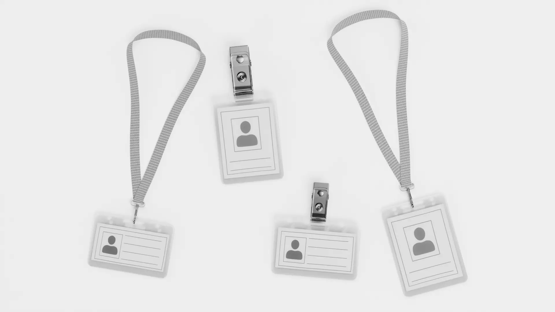 Name Badge Holder Set V1 - 4 Neutral Plastic ID Sleeves 3D model