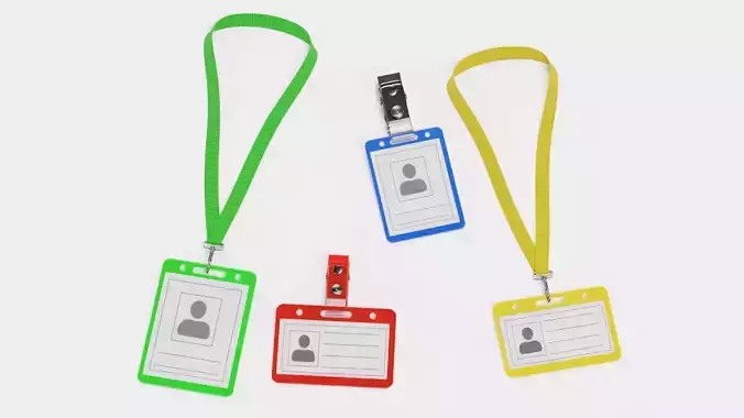 Name Badge Holder Set V2 - 4 Colored Plastic ID Sleeves