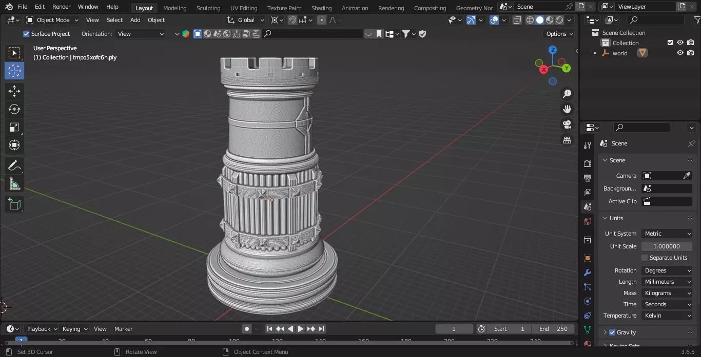 Medieval Mongolian Rook Chess Piece 3D print model_4