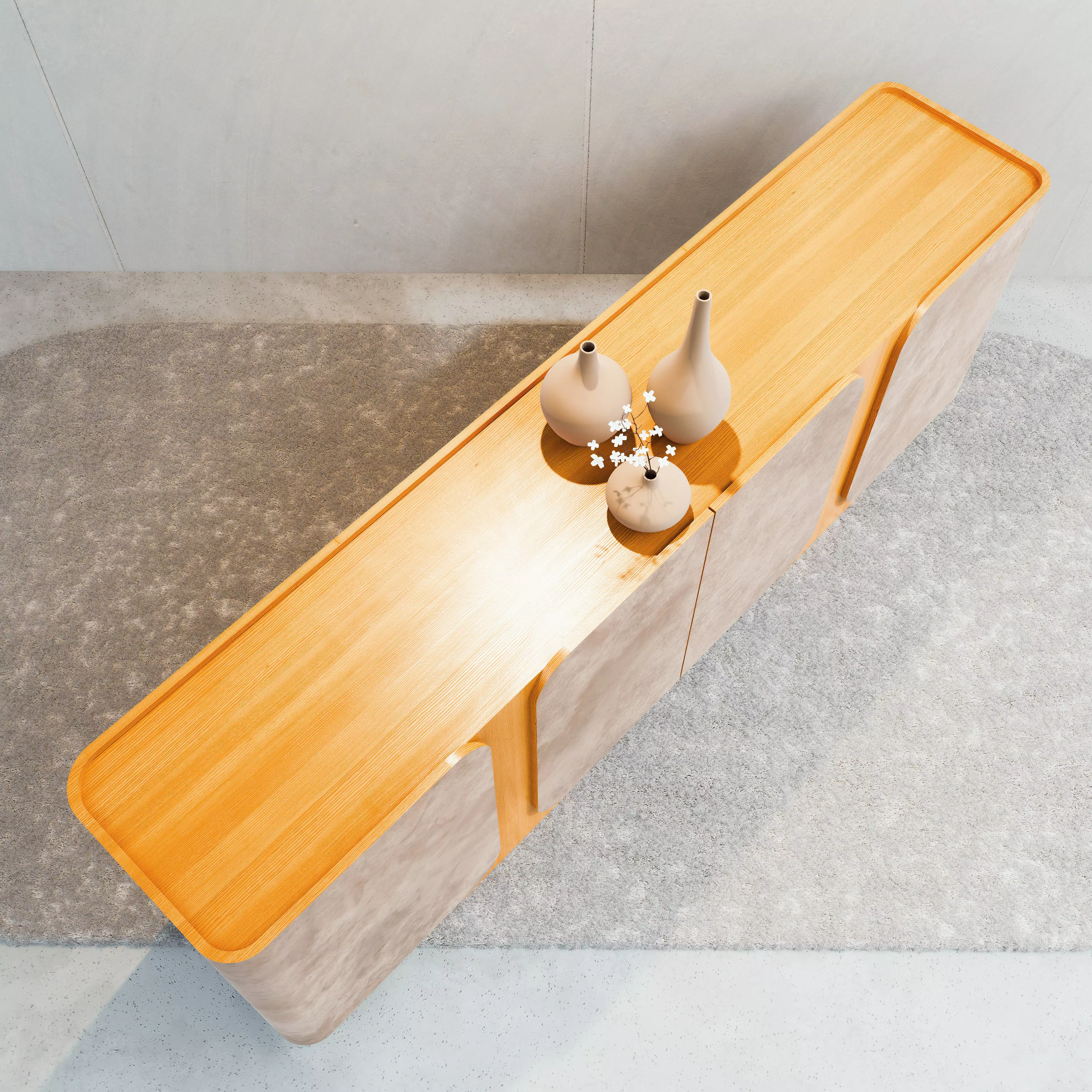 Modern Stone Sideboard 3D model_3