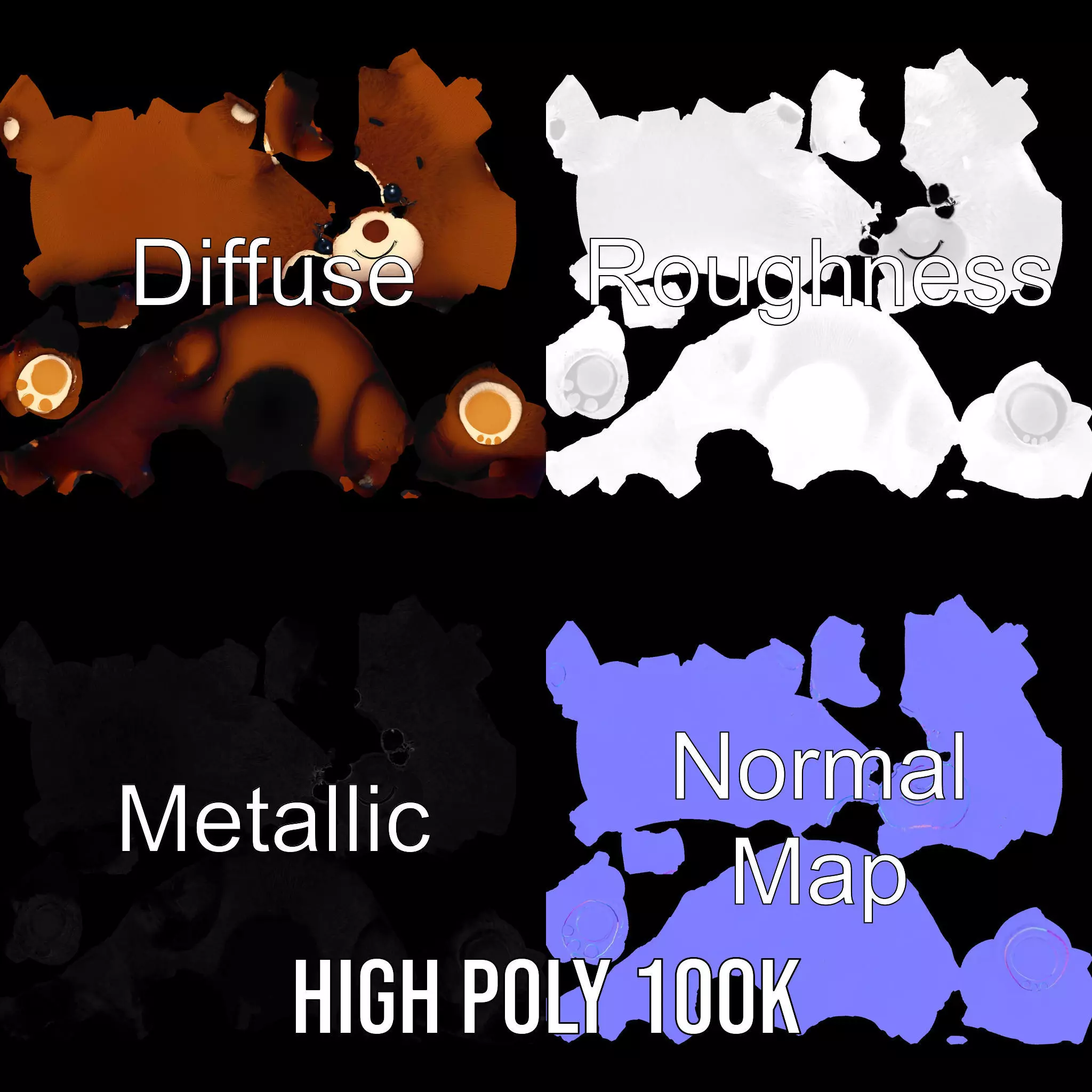 Cuddly Brown Bear model pack Low-poly 3D model_3