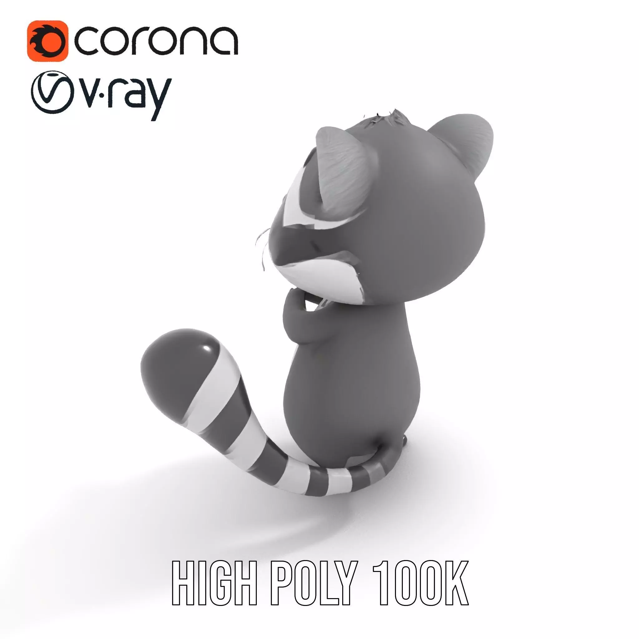 Charming Raccoon Character model pack Low-poly 3D model_16