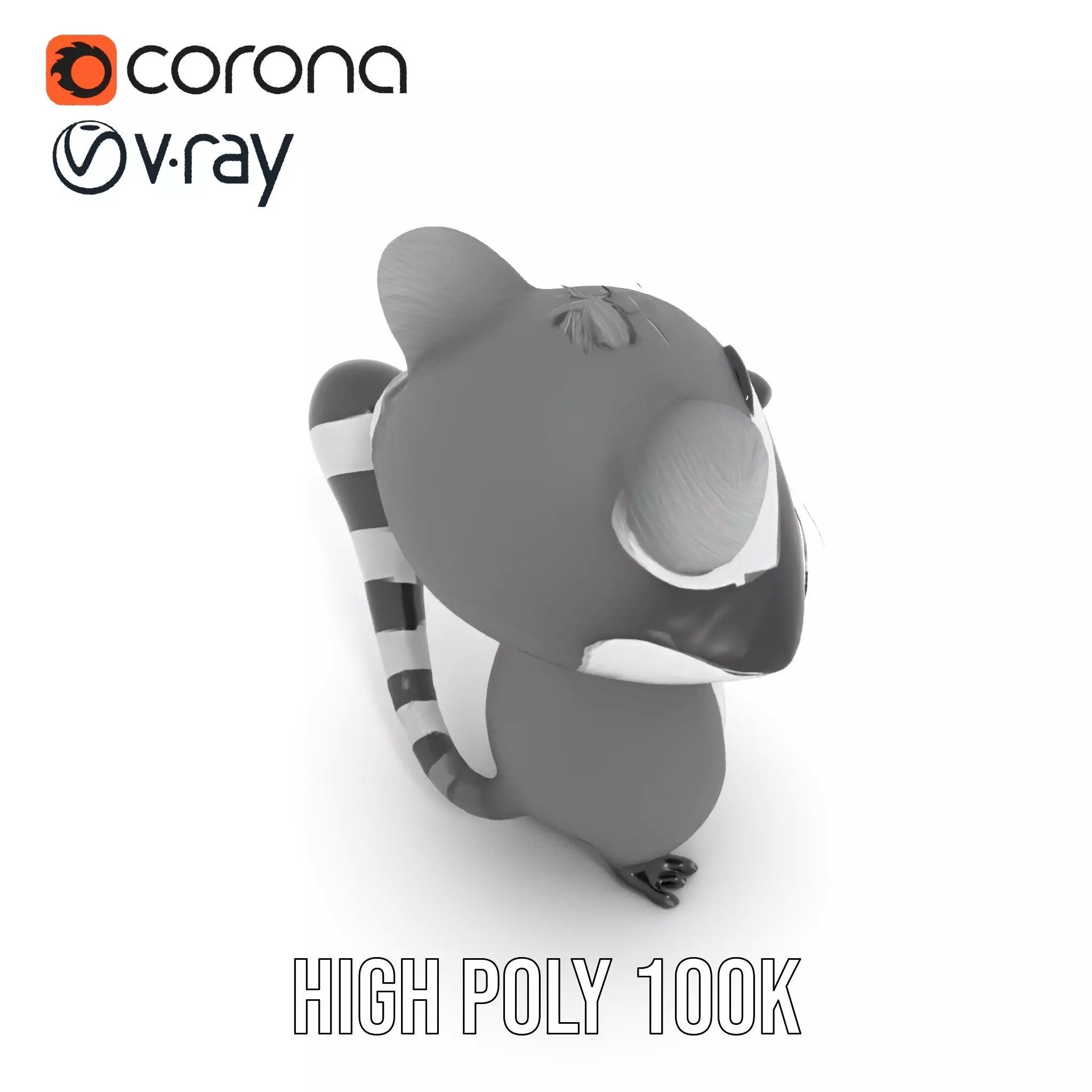 Charming Raccoon Character model pack Low-poly 3D model_26