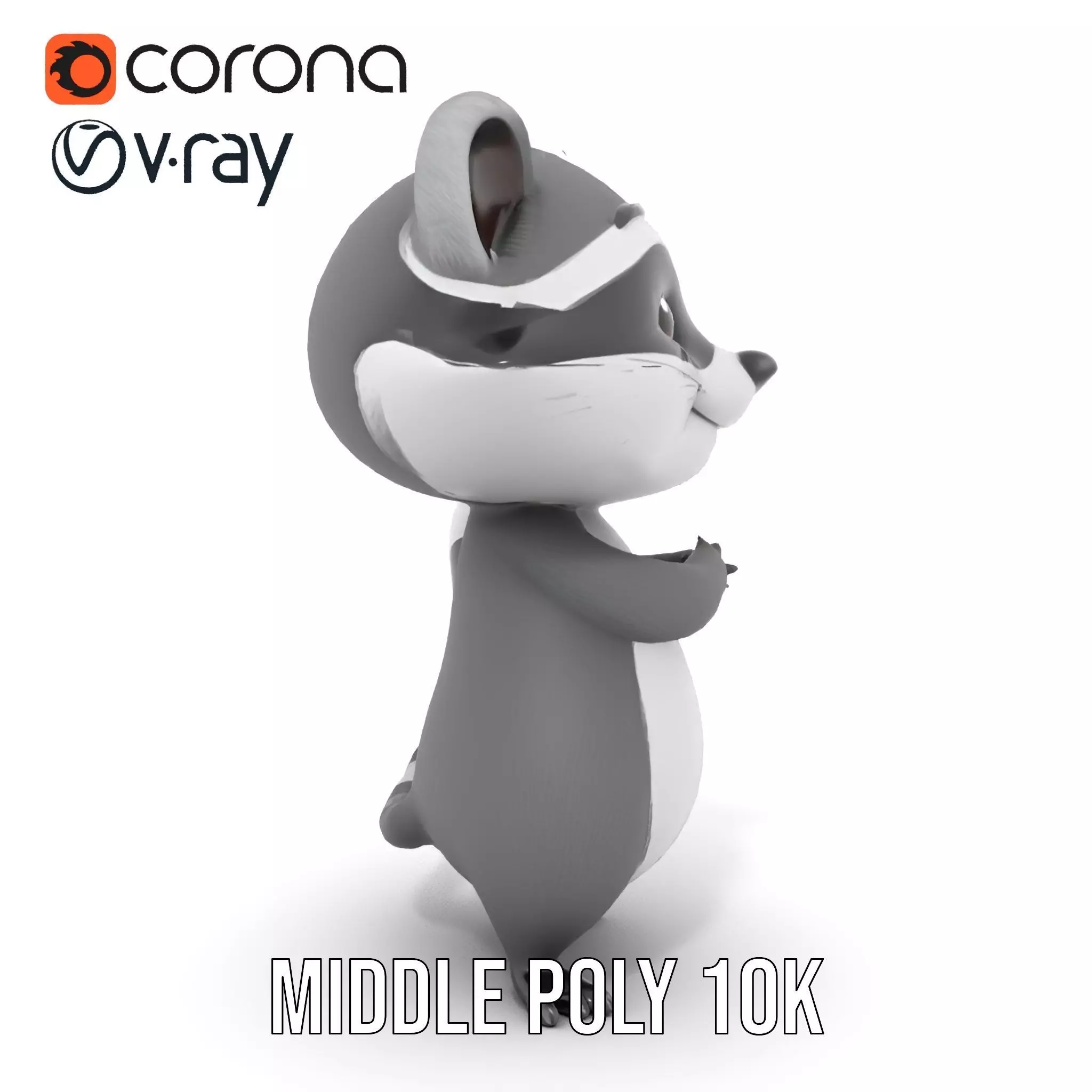 Charming Raccoon Character model pack Low-poly 3D model_5