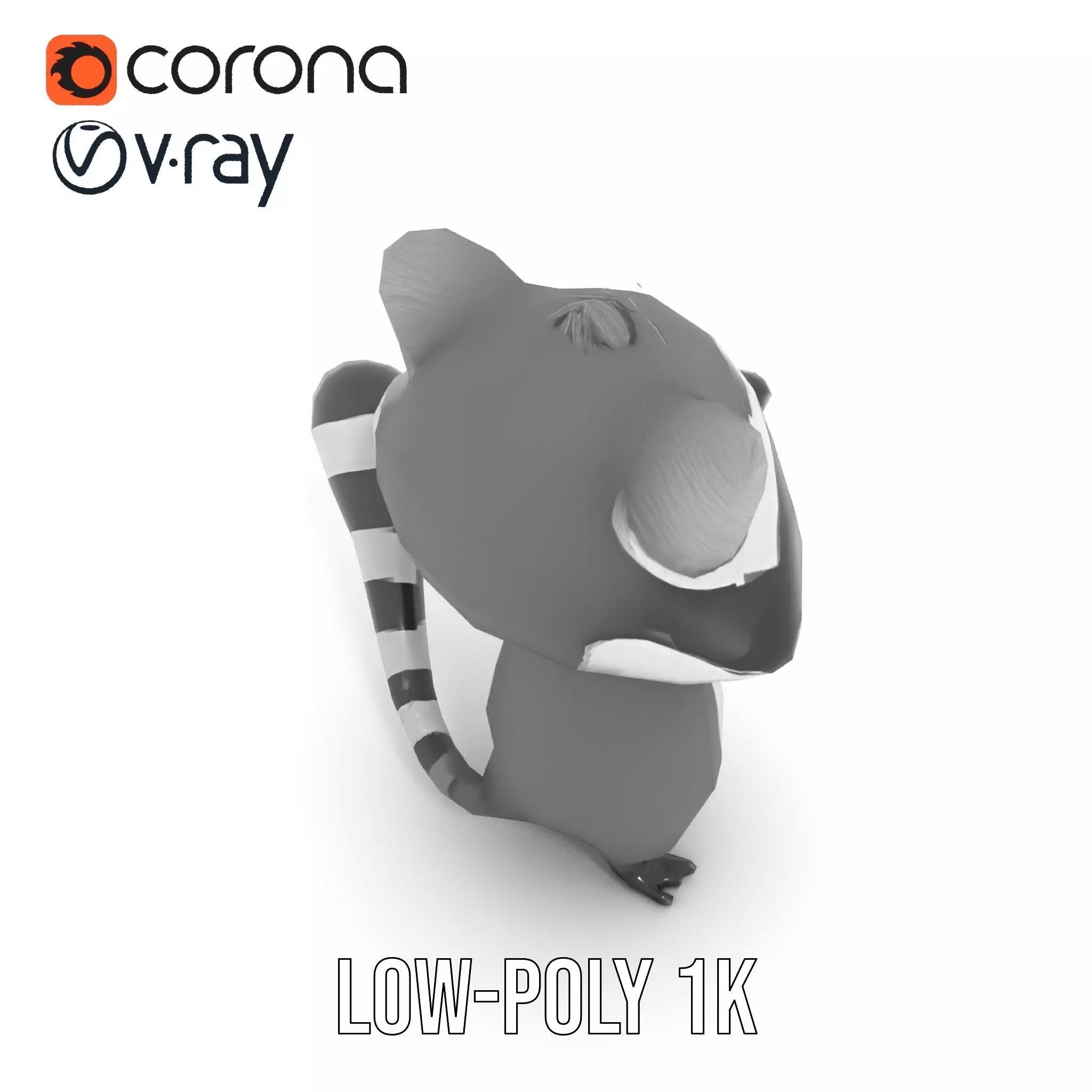 Charming Raccoon Character model pack Low-poly 3D model_7