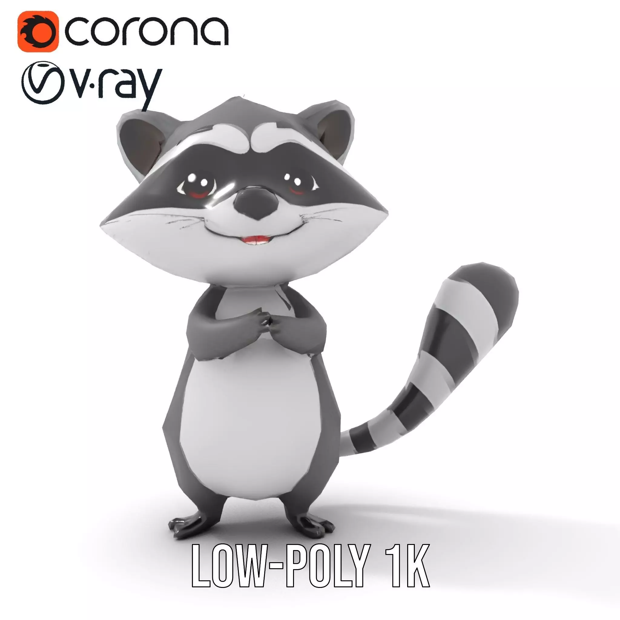 Charming Raccoon Character model pack Low-poly 3D model_15