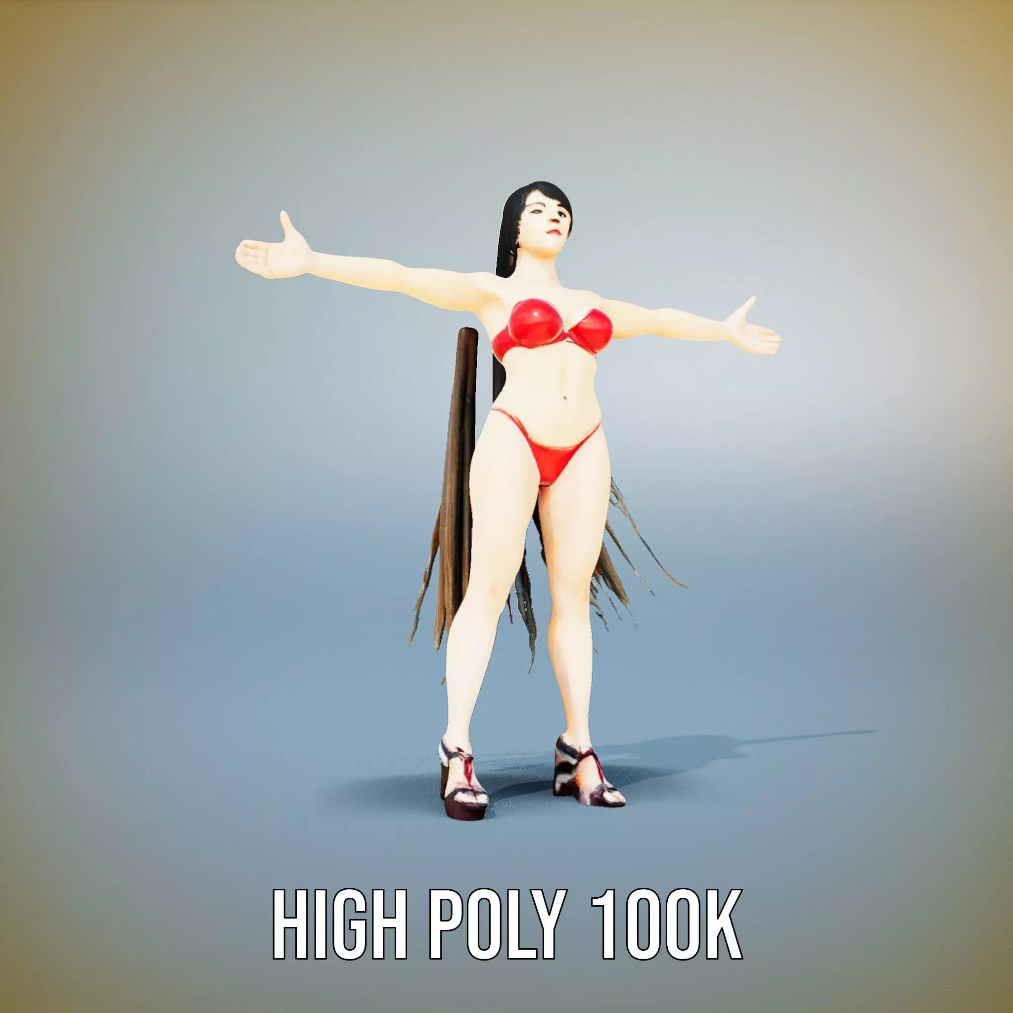 Dynamic Red Bikini model pack Low-poly 3D model_32