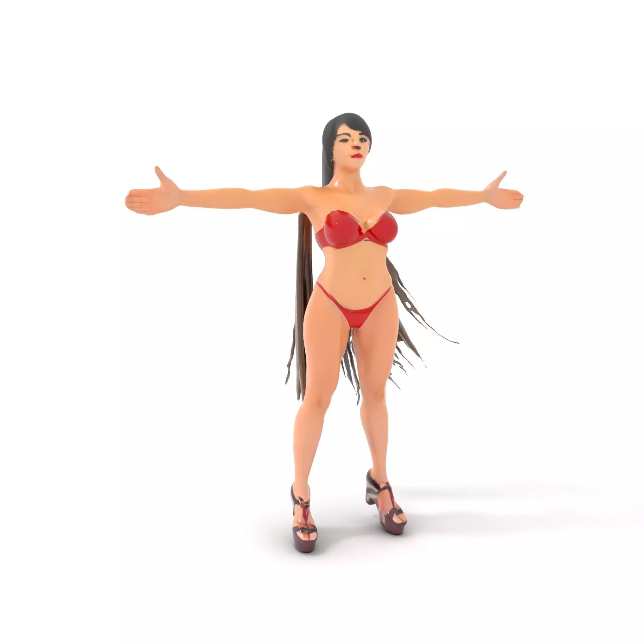 Dynamic Red Bikini model pack Low-poly 3D model_0