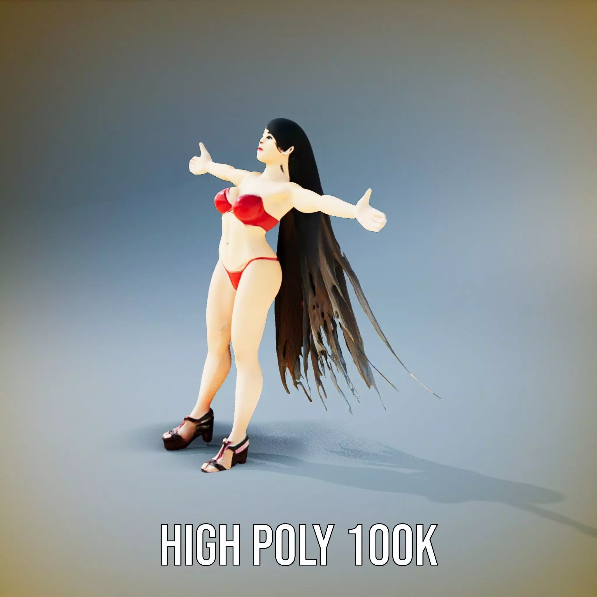 Dynamic Red Bikini model pack Low-poly 3D model_8