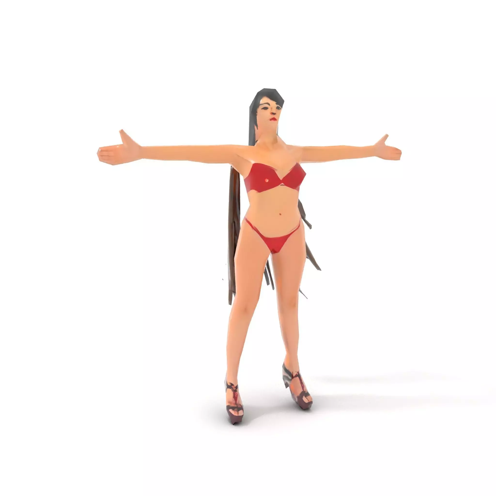 Dynamic Red Bikini model pack Low-poly 3D model_25