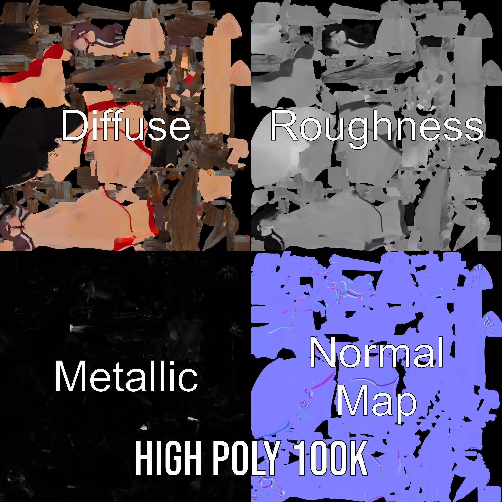 Dynamic Red Bikini model pack Low-poly 3D model_3