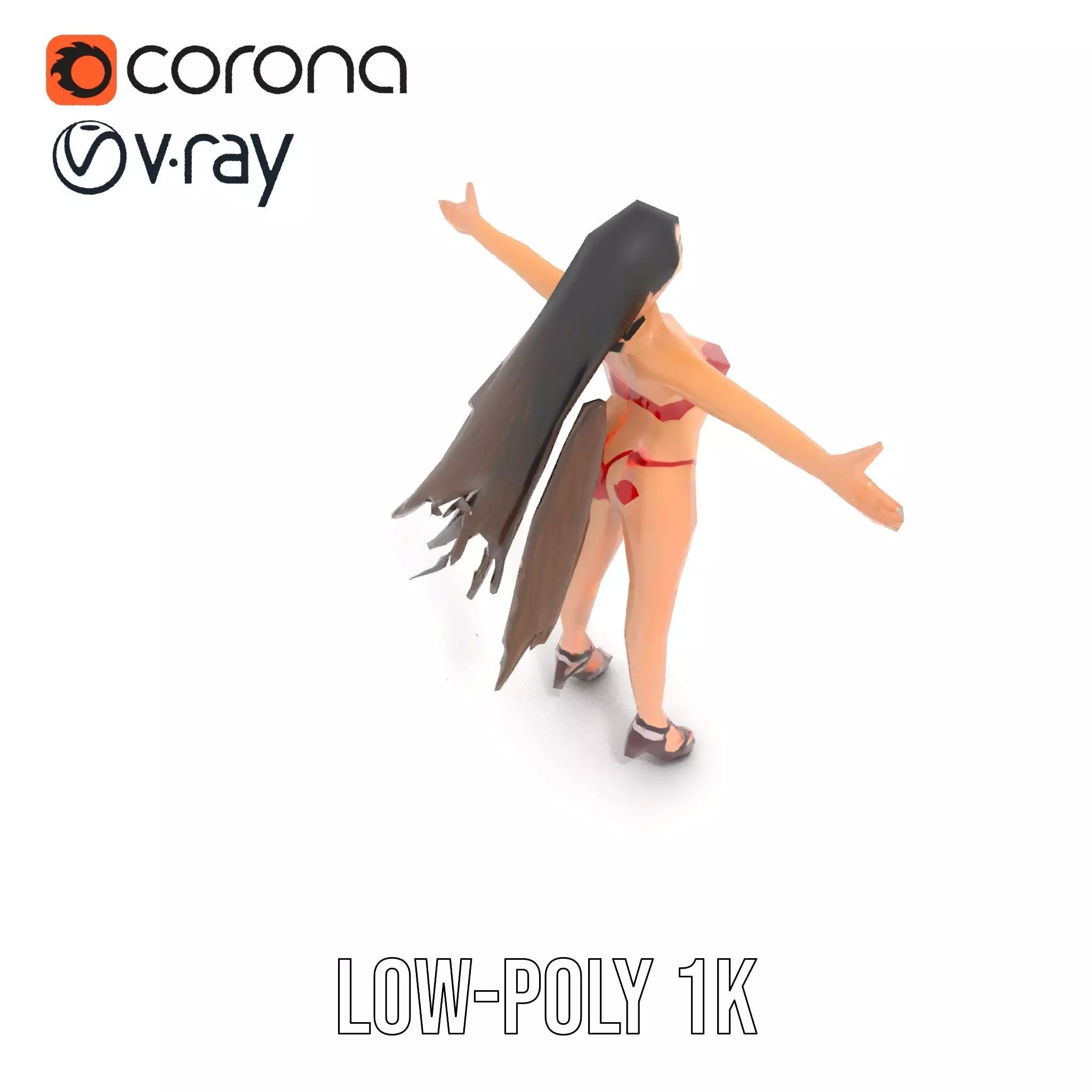 Dynamic Red Bikini model pack Low-poly 3D model_14