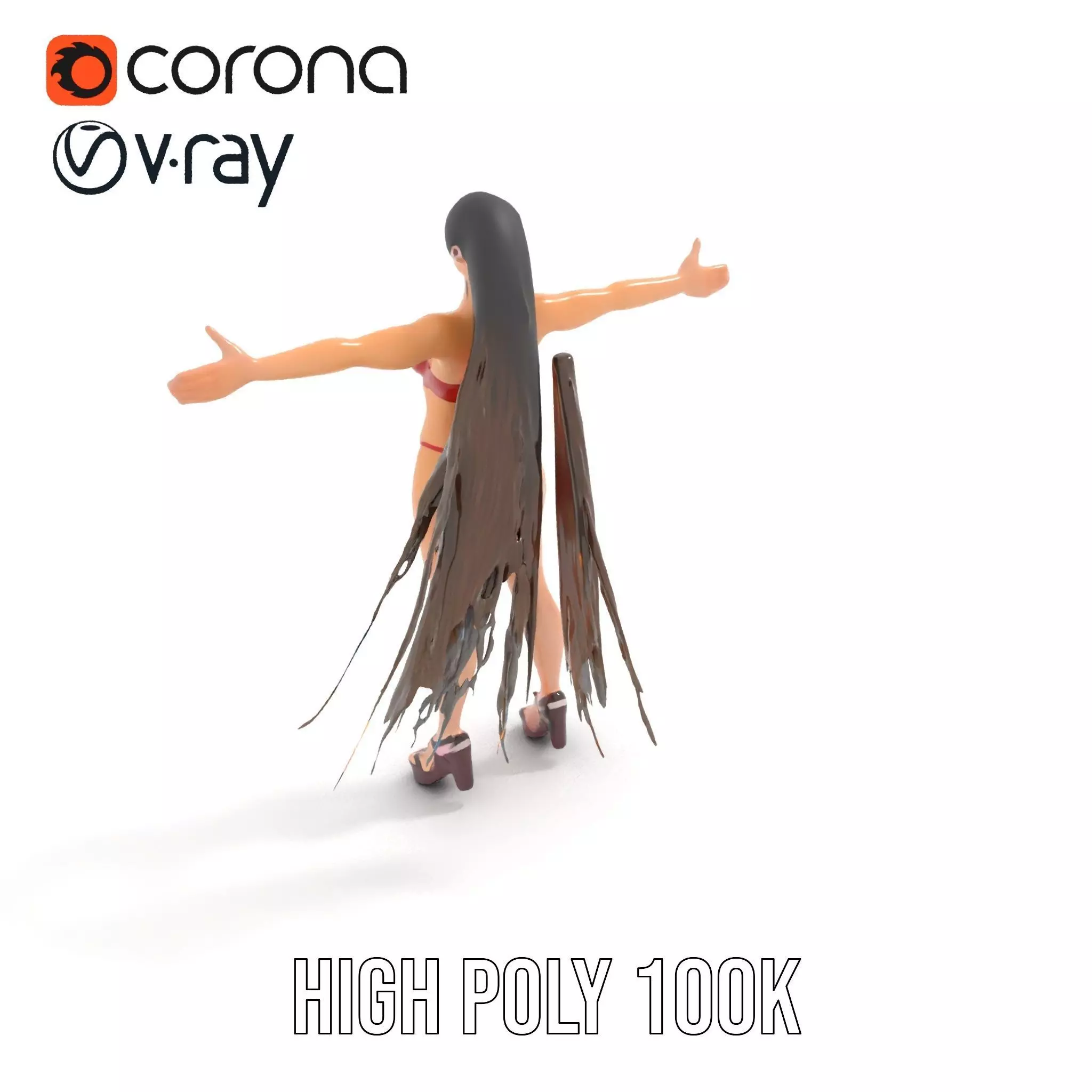 Dynamic Red Bikini model pack Low-poly 3D model_26