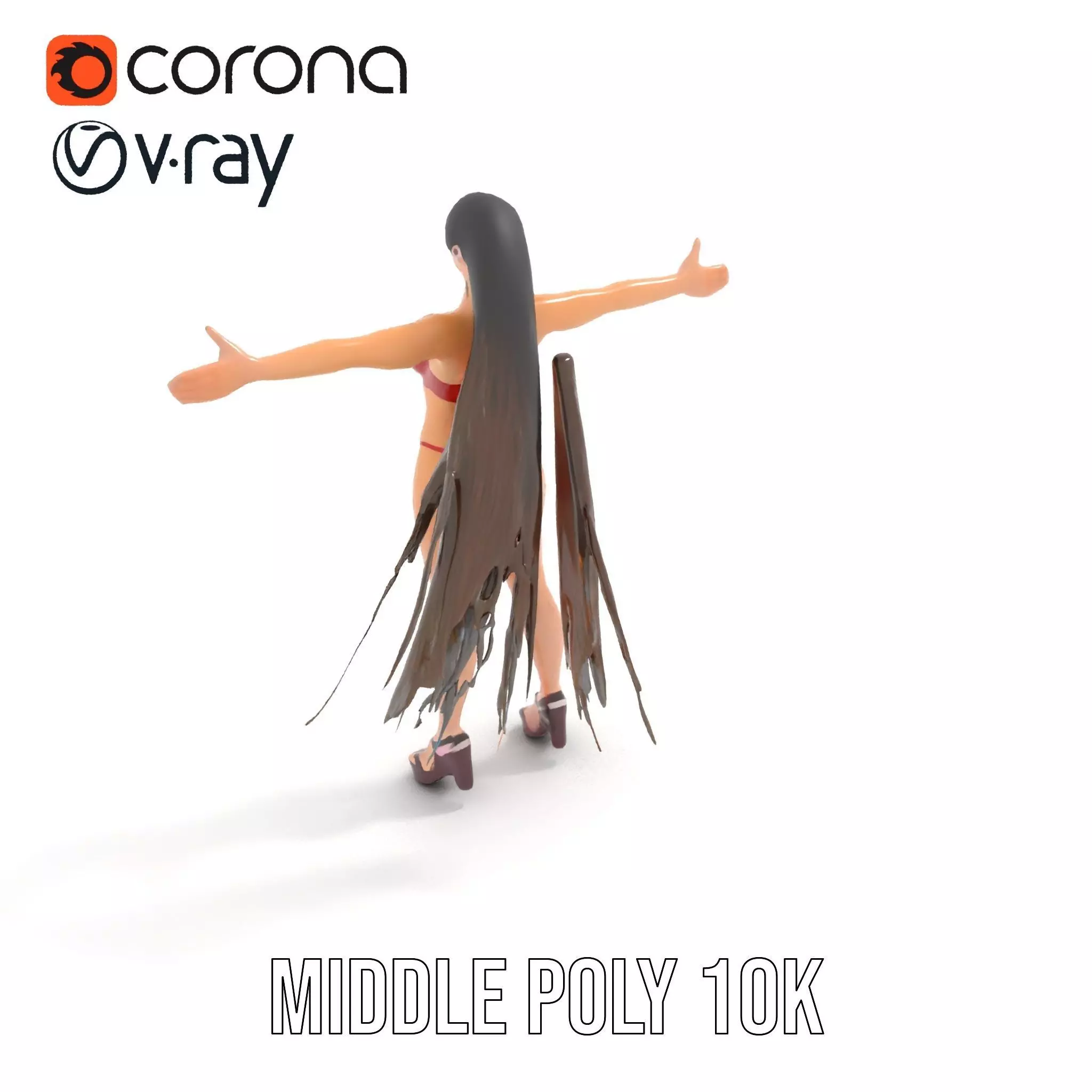 Dynamic Red Bikini model pack Low-poly 3D model_6