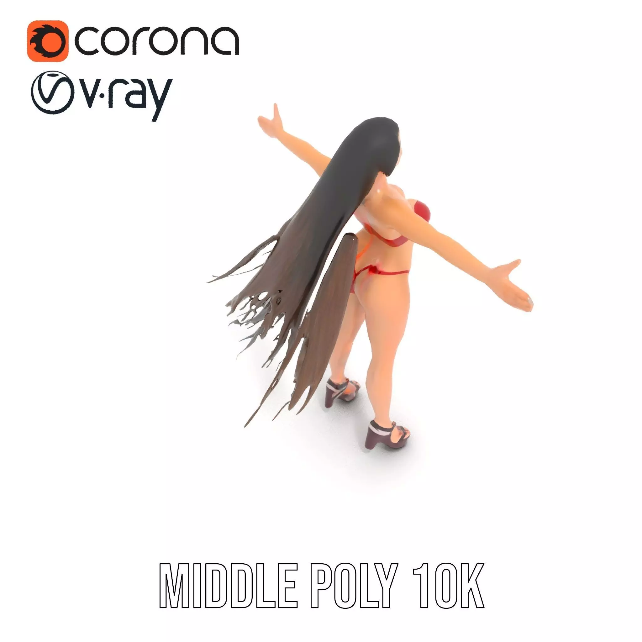 Dynamic Red Bikini model pack Low-poly 3D model_21