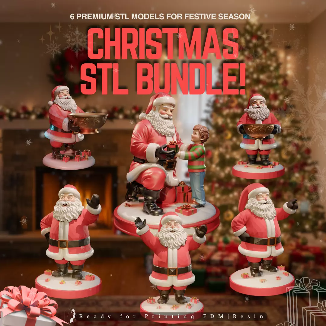 Ultimate Christmas Santa - Bundle 6 STL Models for Festive Joy 3D print model