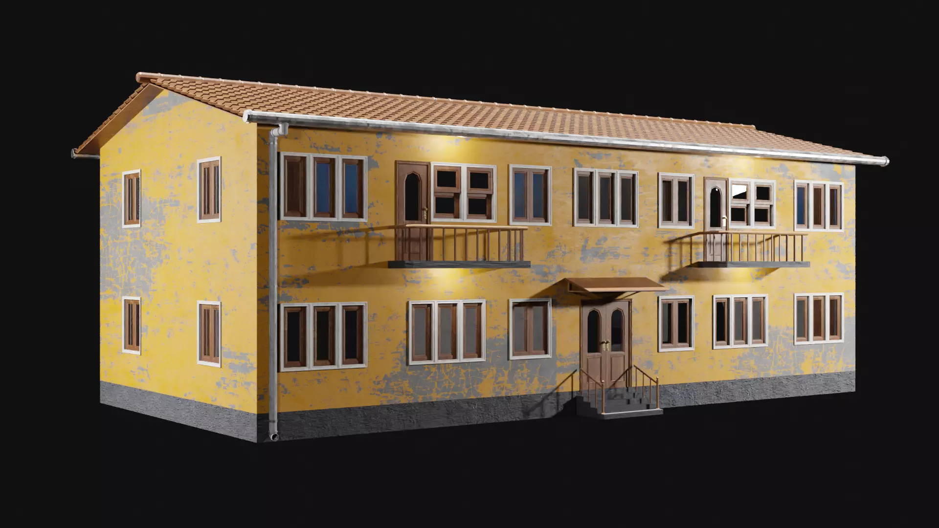 Enterable Two Storey House Interior and Exterior Game Ready Low-poly 3D model_1