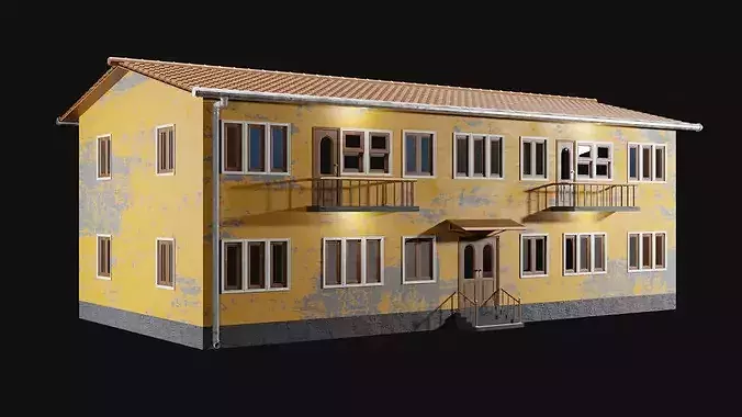 Enterable Two Storey House  Interior and Exterior  Game Ready Low-poly 3D model 2