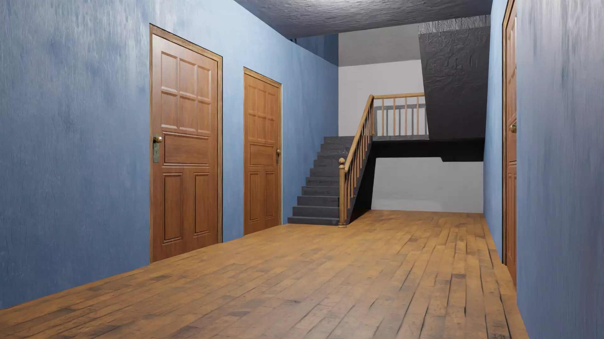 Enterable Two Storey House Interior and Exterior Game Ready Low-poly 3D model_5