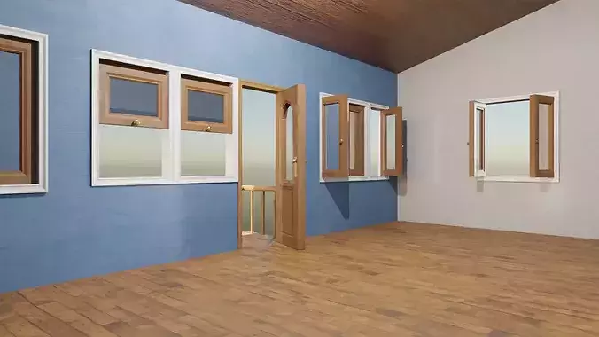 Enterable Two Storey House  Interior and Exterior  Game Ready Low-poly 3D model 4
