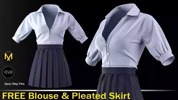 Free Blouse And Pleated Skirt