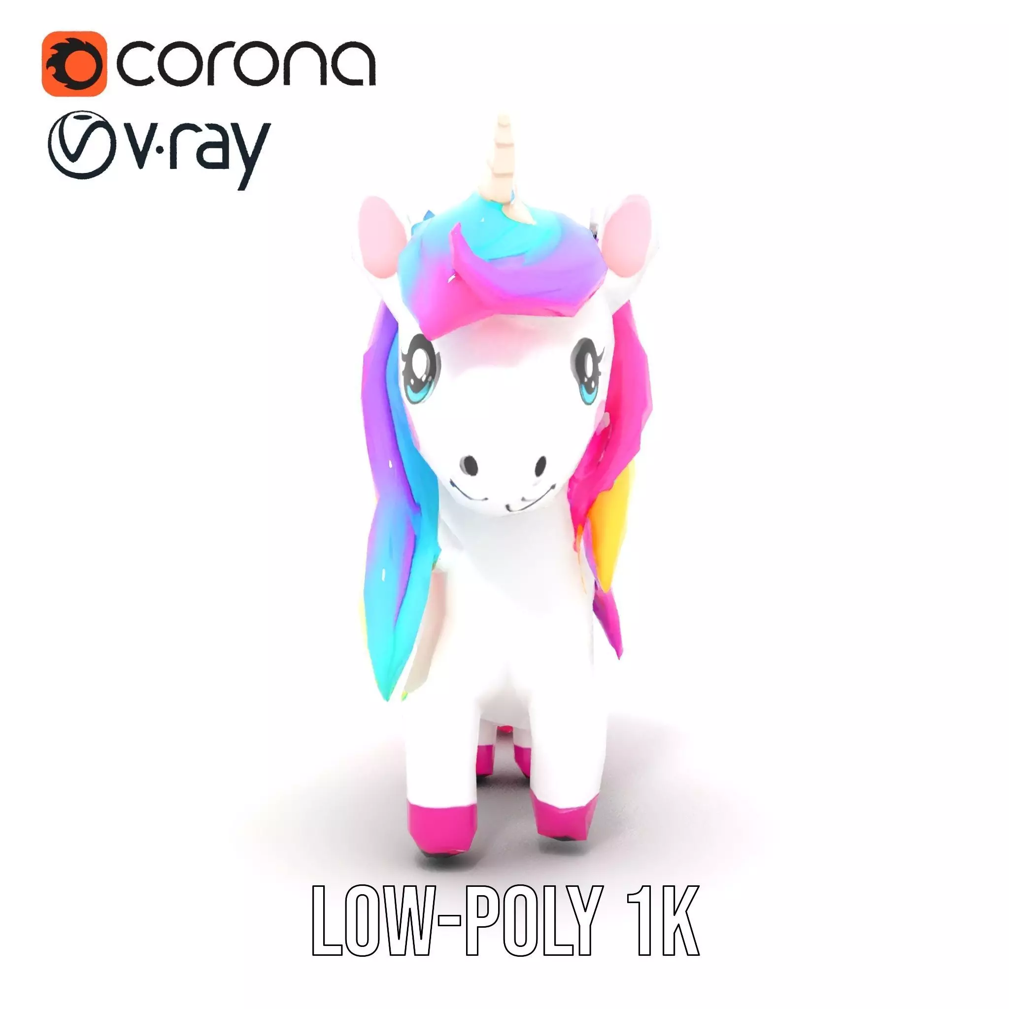 Rainbow Unicorn Plush model pack Low-poly 3D model_12