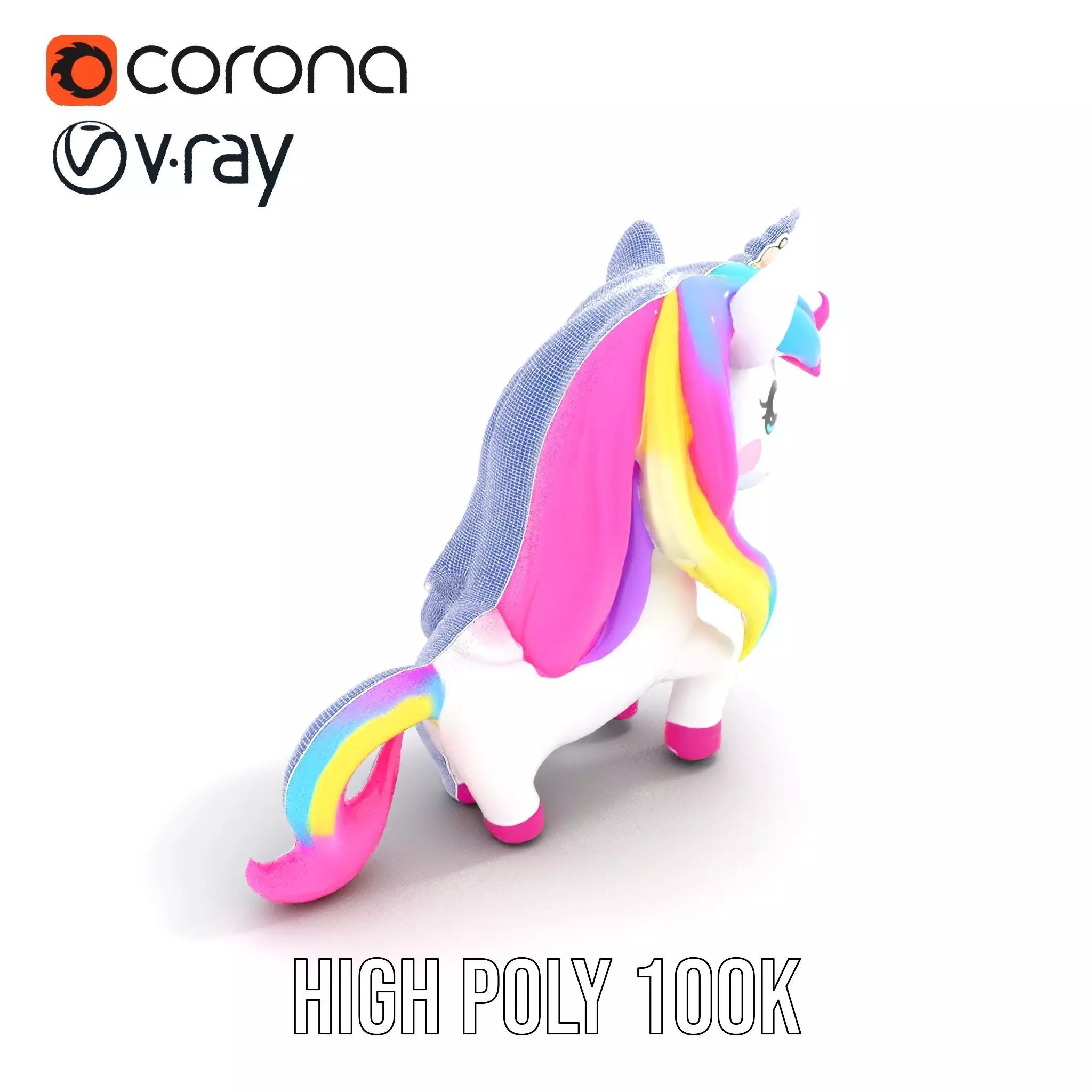 Rainbow Unicorn Plush model pack Low-poly 3D model_10