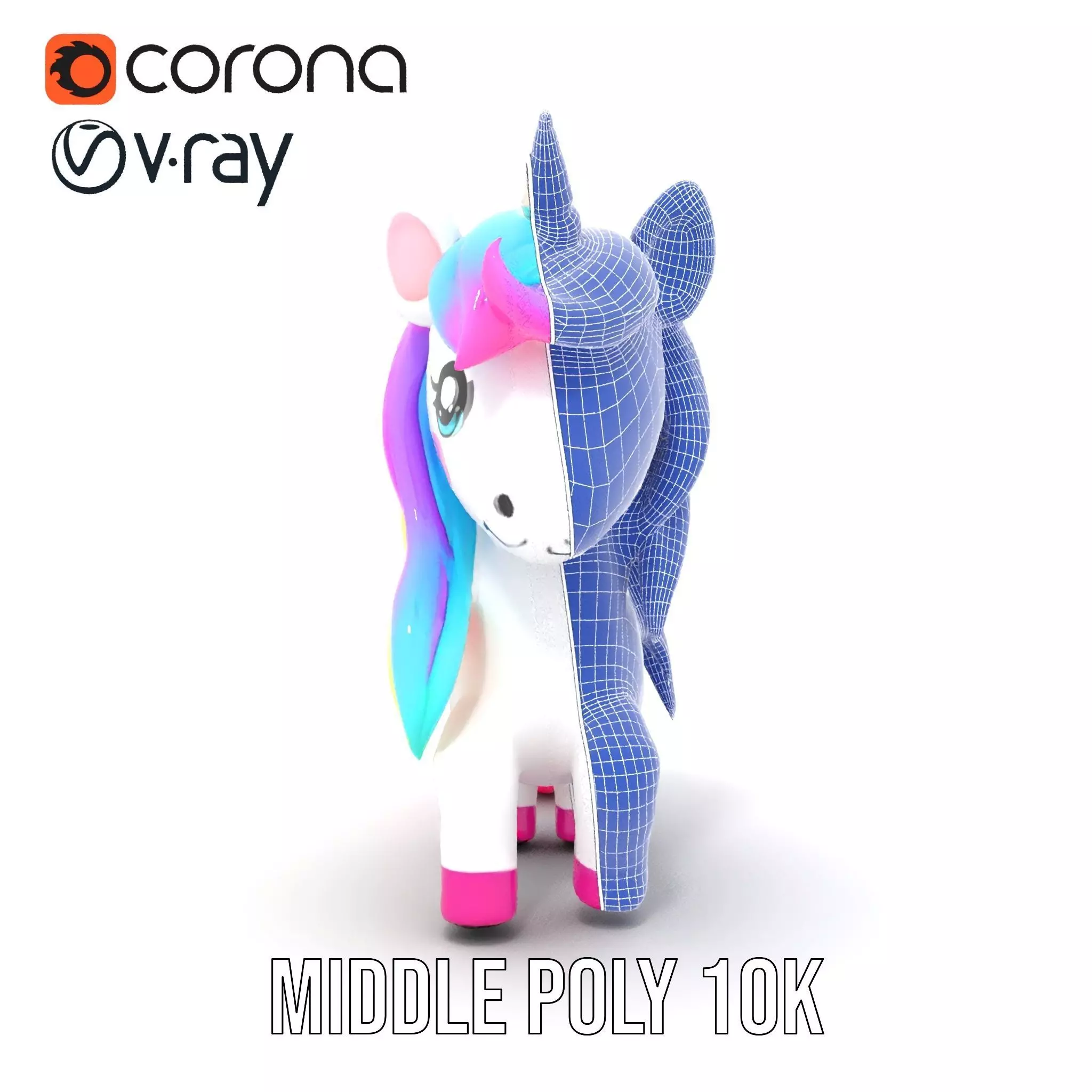 Rainbow Unicorn Plush model pack Low-poly 3D model_30