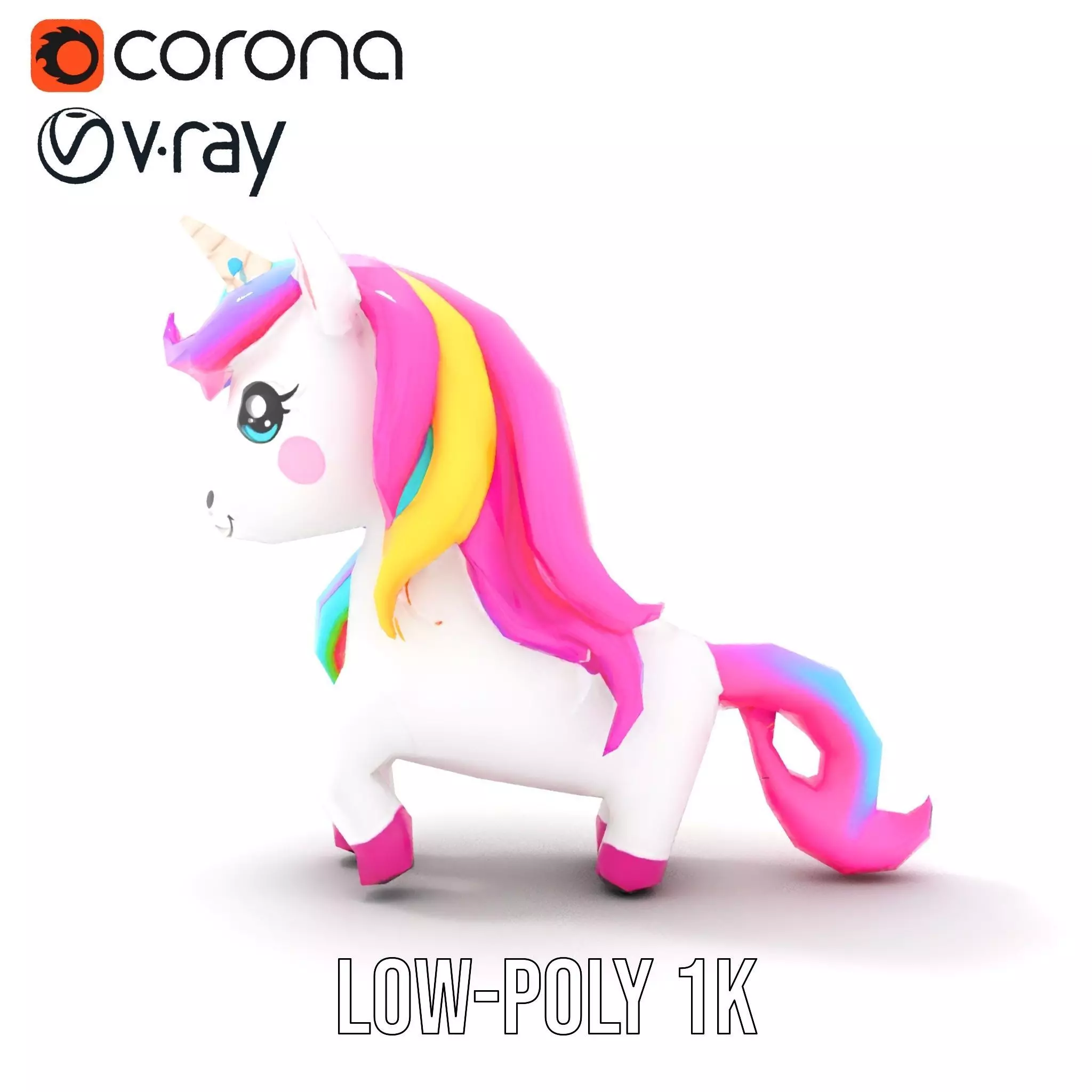 Rainbow Unicorn Plush model pack Low-poly 3D model_18
