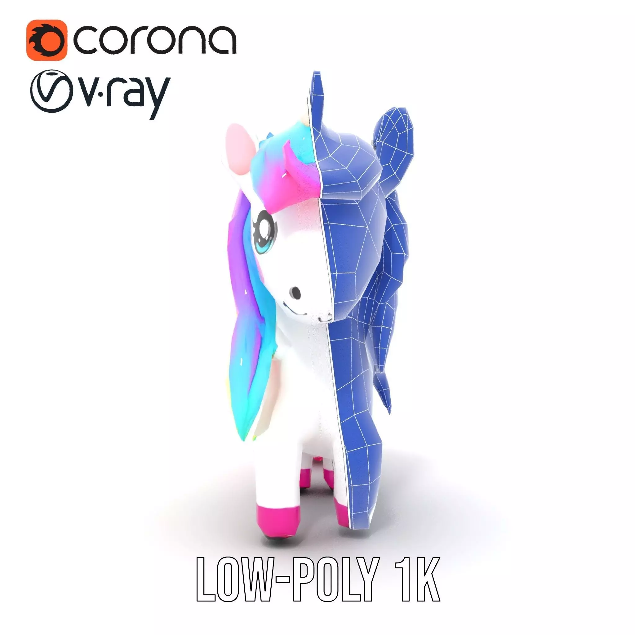 Rainbow Unicorn Plush model pack Low-poly 3D model_15