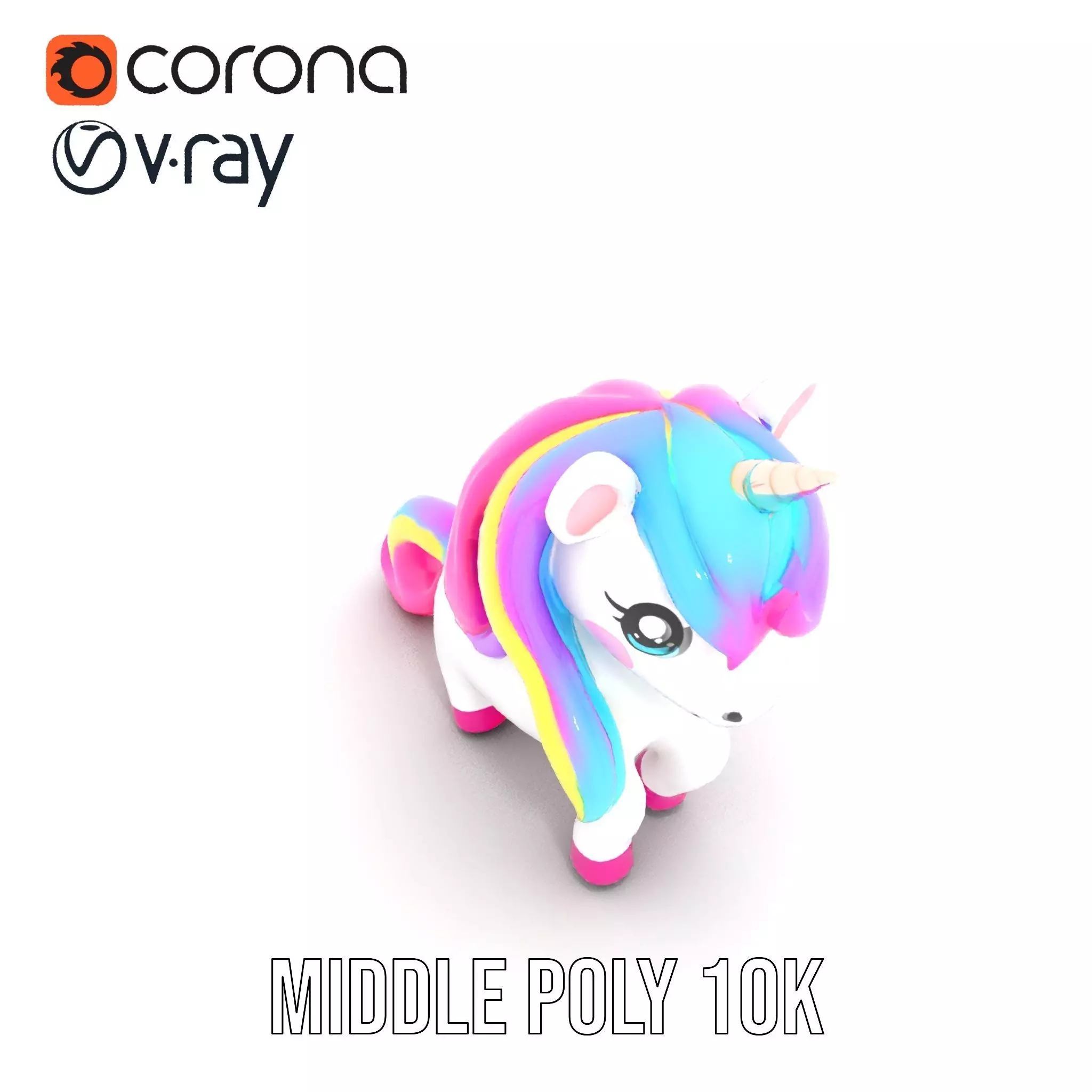 Rainbow Unicorn Plush model pack Low-poly 3D model_20