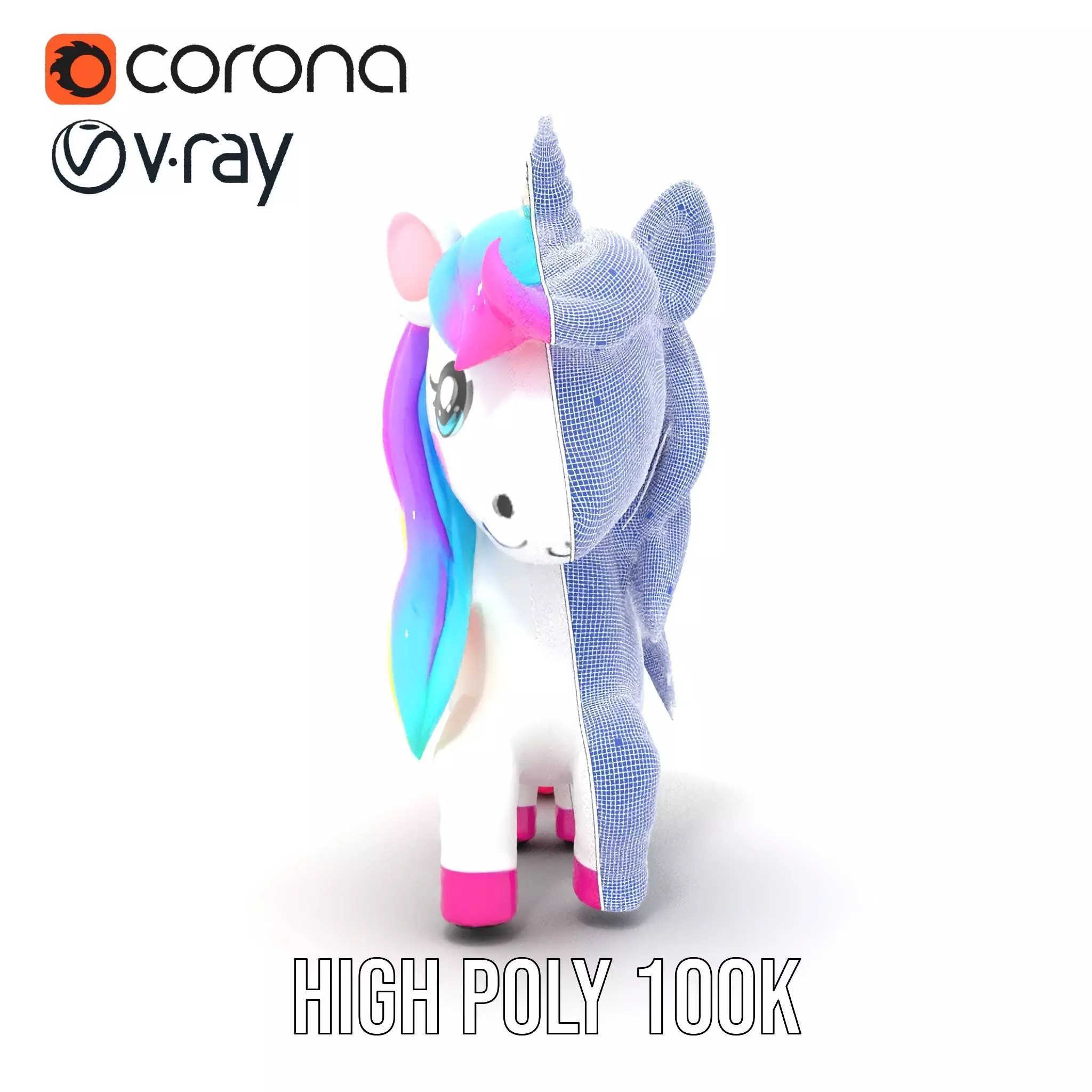 Rainbow Unicorn Plush model pack Low-poly 3D model_13