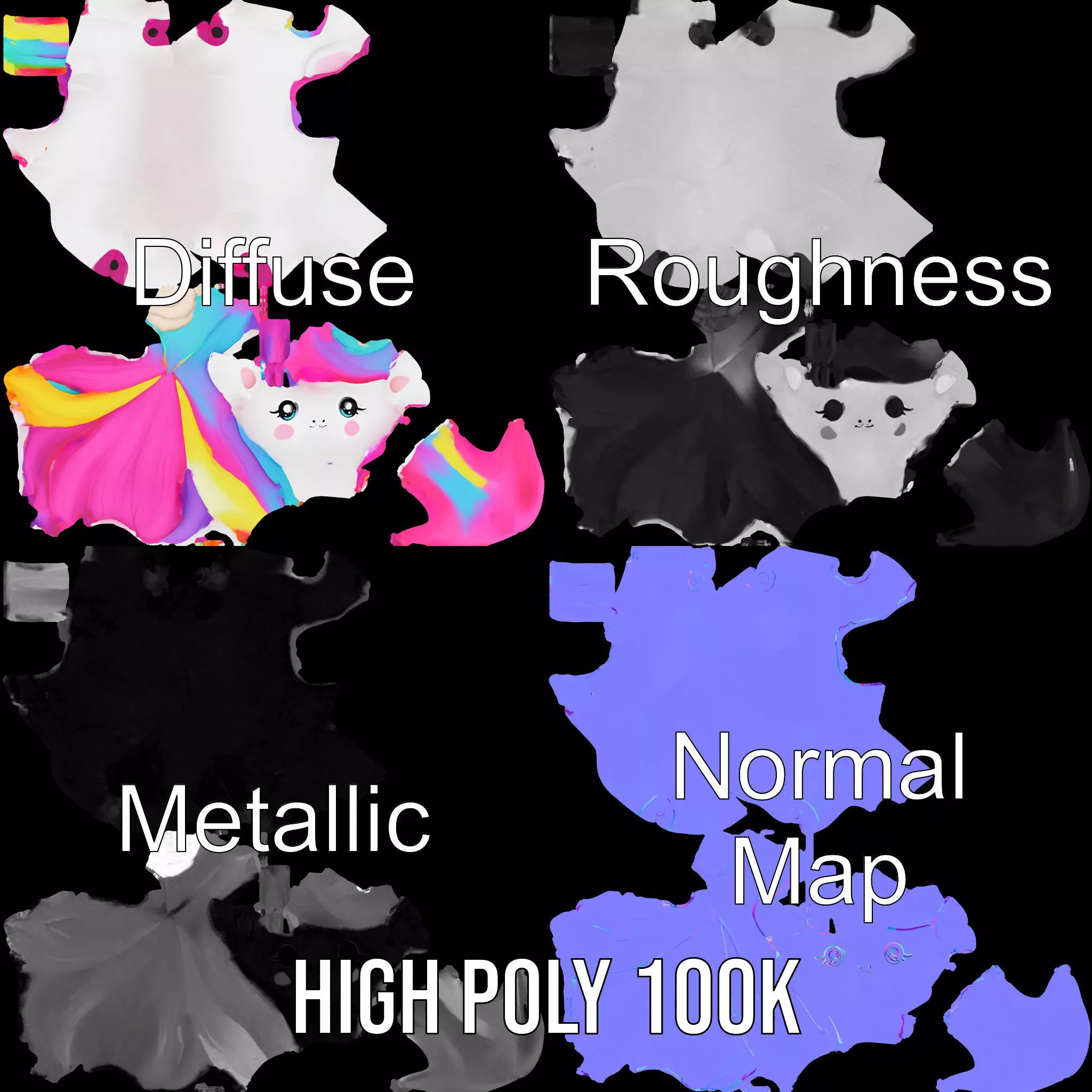 Rainbow Unicorn Plush model pack Low-poly 3D model_3