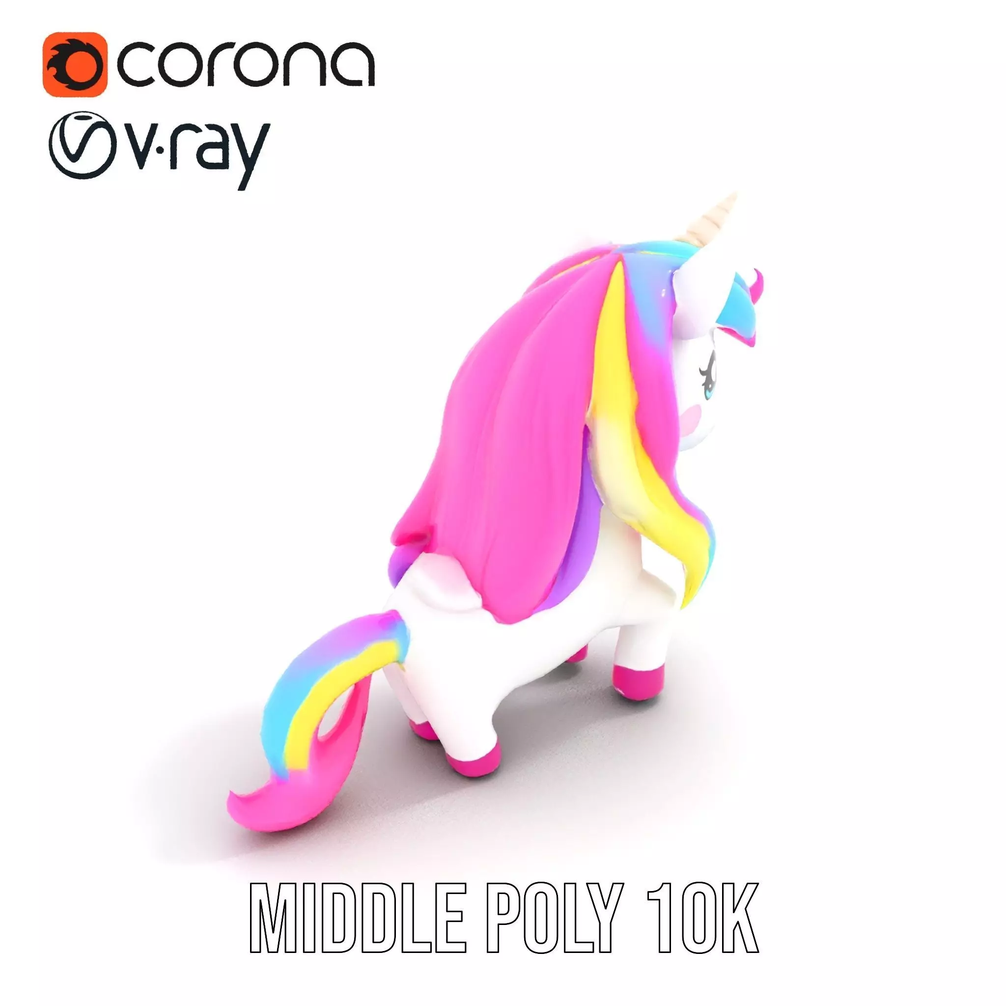 Rainbow Unicorn Plush model pack Low-poly 3D model_6