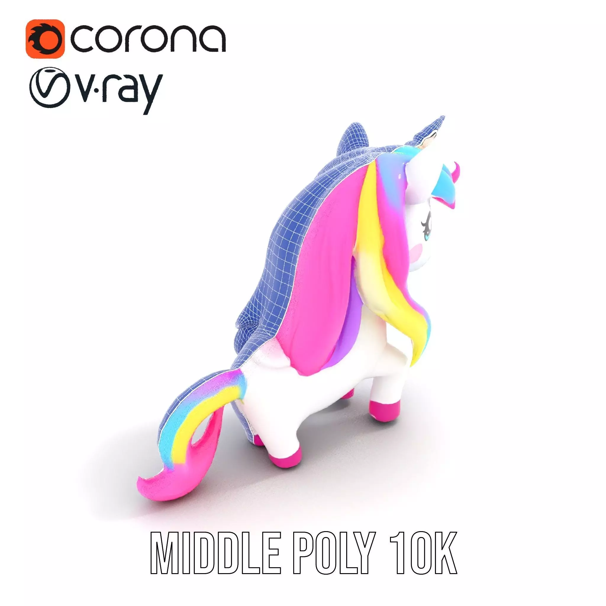 Rainbow Unicorn Plush model pack Low-poly 3D model_17