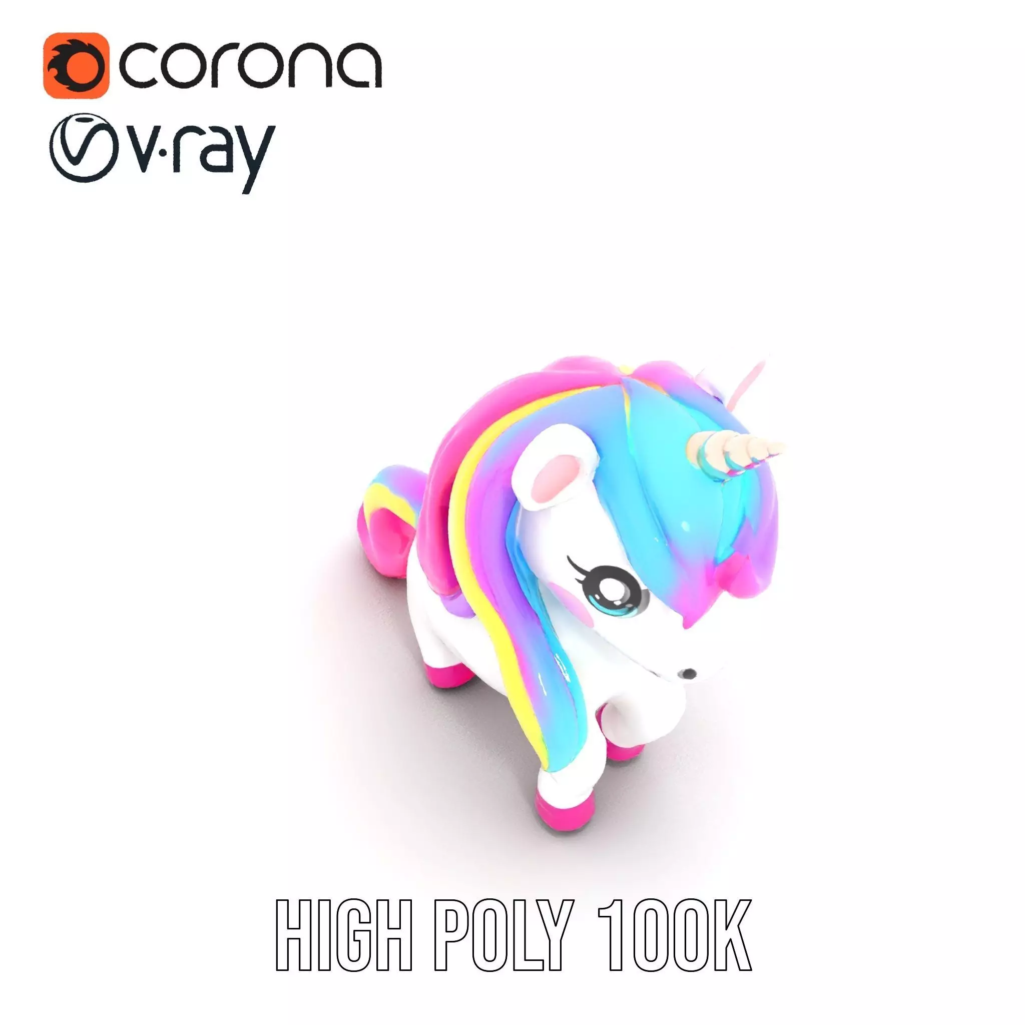Rainbow Unicorn Plush model pack Low-poly 3D model_32