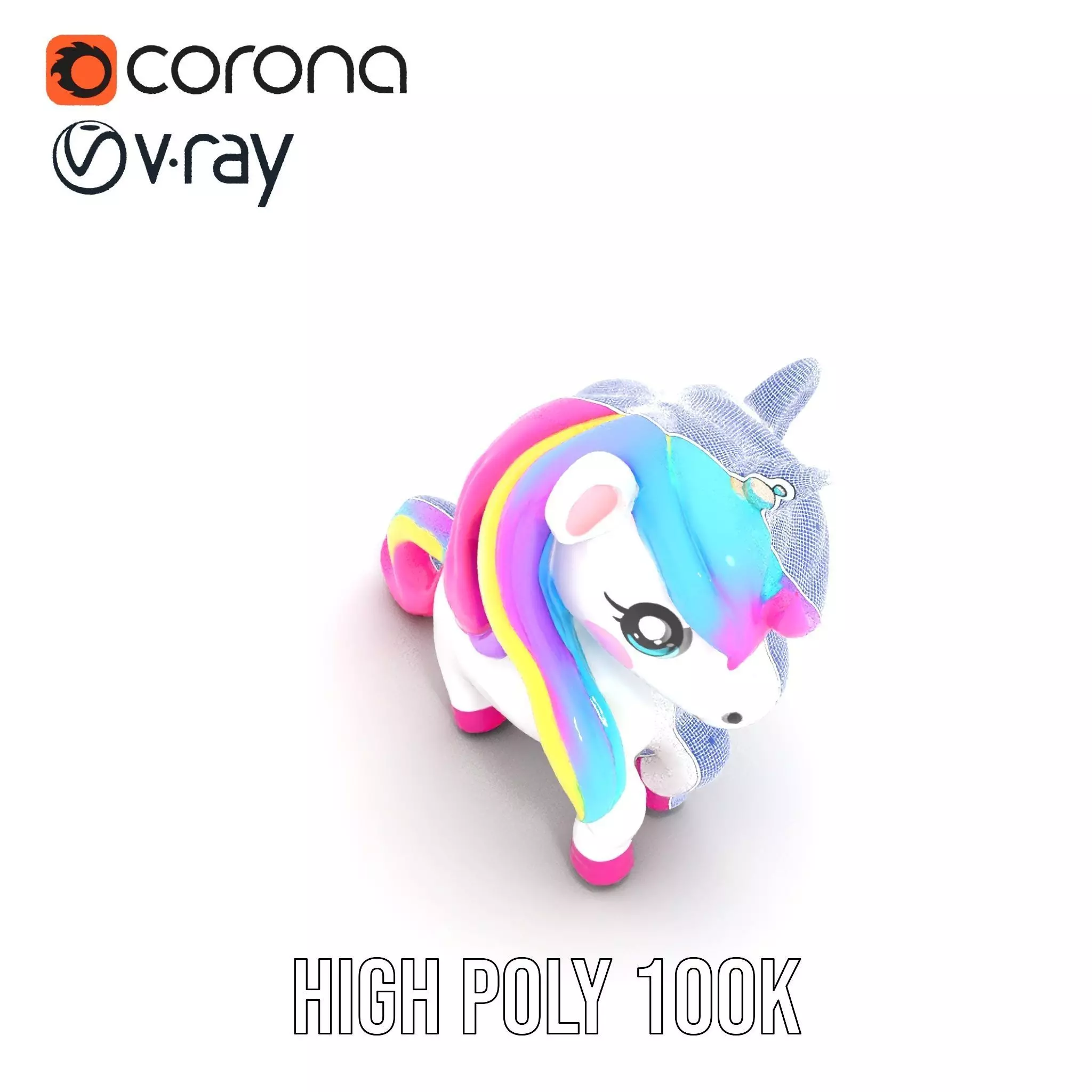 Rainbow Unicorn Plush model pack Low-poly 3D model_27