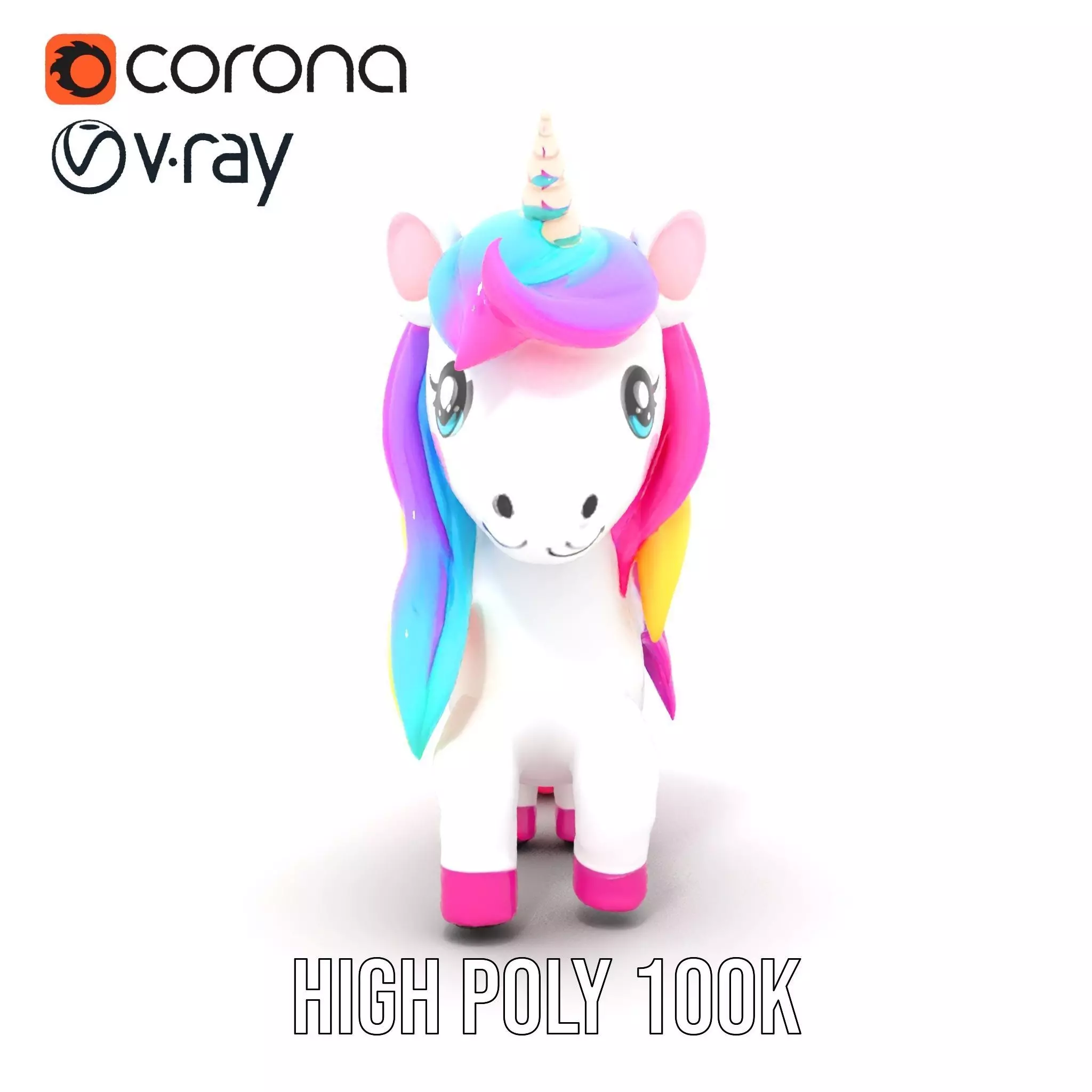 Rainbow Unicorn Plush model pack Low-poly 3D model_16