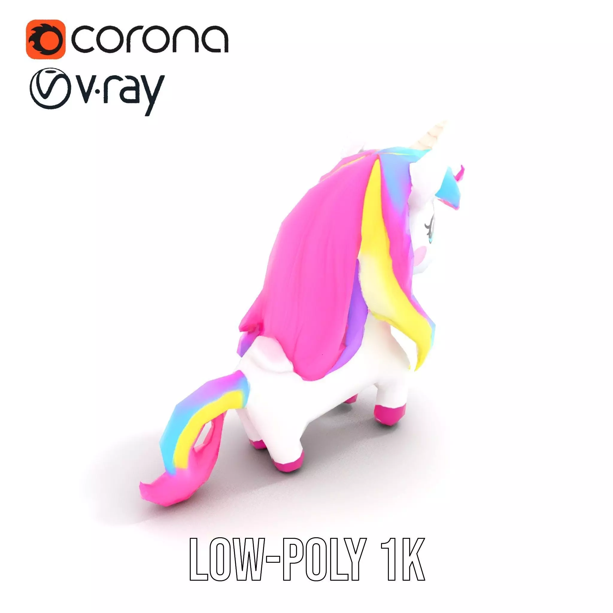 Rainbow Unicorn Plush model pack Low-poly 3D model_9