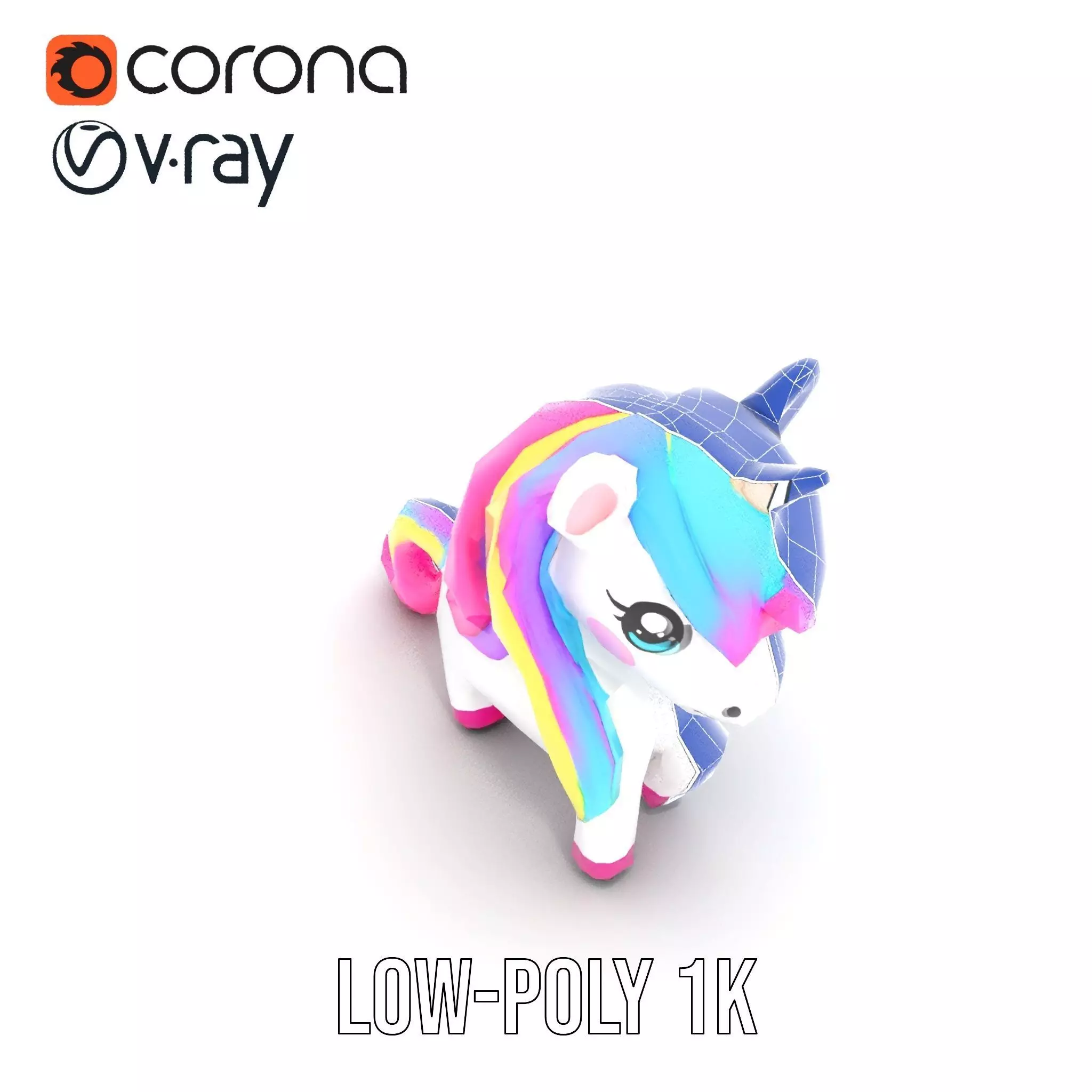 Rainbow Unicorn Plush model pack Low-poly 3D model_7