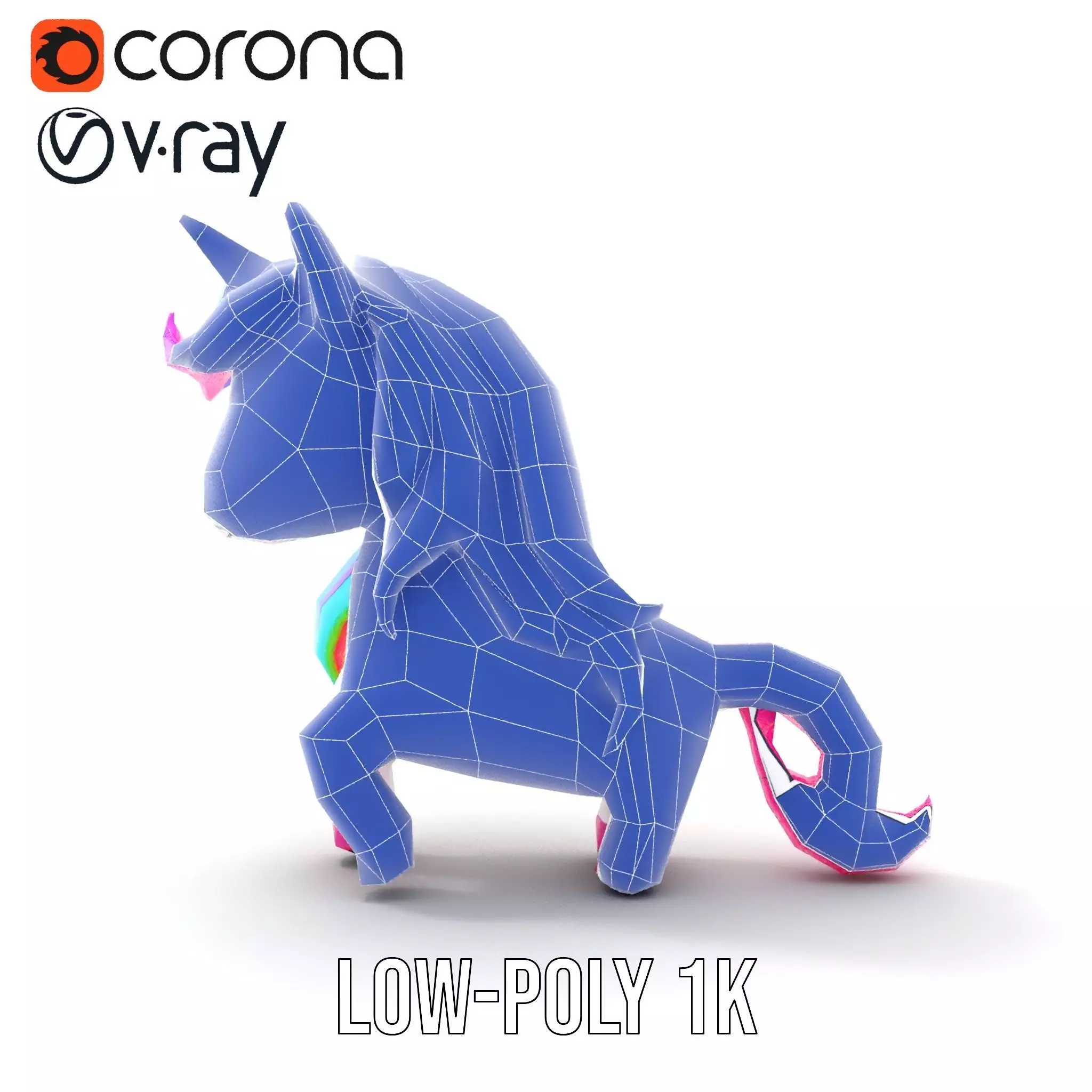 Rainbow Unicorn Plush model pack Low-poly 3D model_26